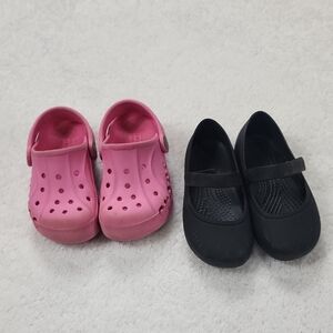 Pink Crocs And Black Maryjane Crocs Size 10 Toddler
